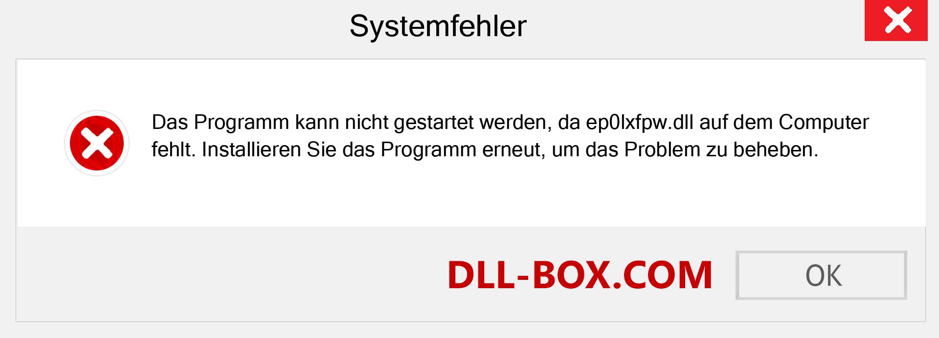 ep0lxfpw.dll-Datei fehlt?. Download für Windows 7, 8, 10 - Fix ep0lxfpw dll Missing Error unter Windows, Fotos, Bildern